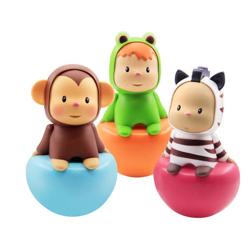 法国smoby不倒翁 猴子青蛙斑马响铃清脆发声婴幼儿童宝宝安抚玩具 商品图3