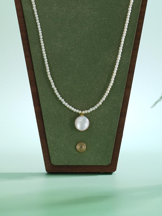 子佩集【银河回响】银S925珍珠项链【SGN1747001】2mm小珠11.5mm大珠(平底半珠)2512 商品图3