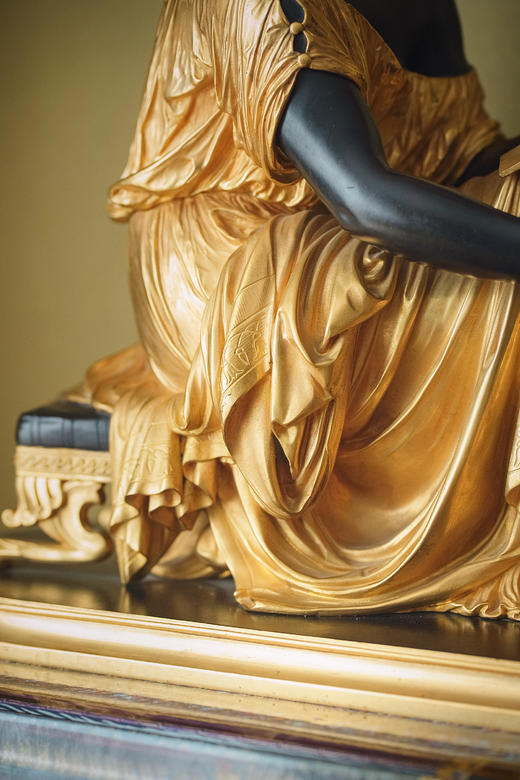 独角鹿西洋古董19世纪末欧洲出品古典人物主题铜鎏金装饰青铜雕塑《雅典娜》 商品图4