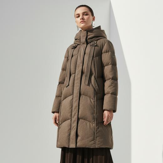 Famecoco范可儿宽松百搭防风长款连帽羽绒服高充绒量FAD8AH111 商品图0