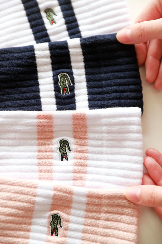 大毛圈+大毛巾底，条纹中筒袜。软支撑小标刺绣带脚型袜子C121768 商品图1