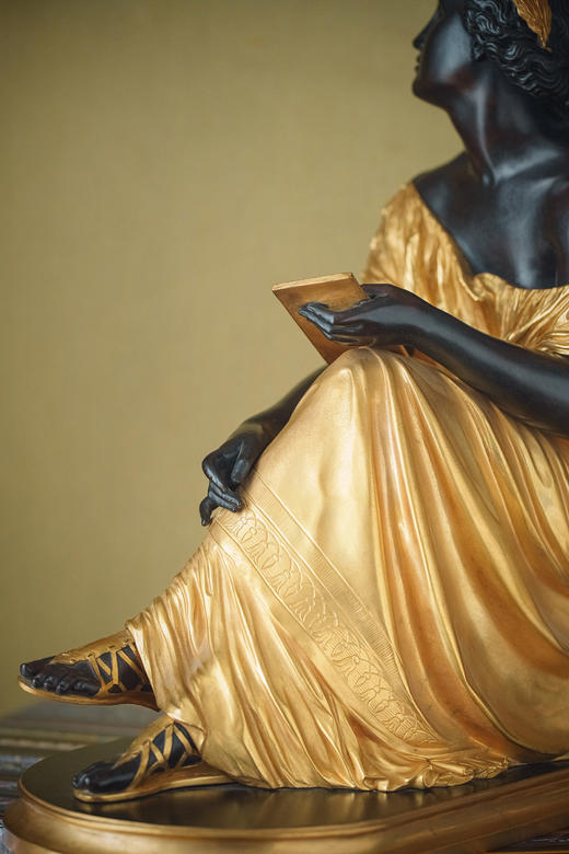 独角鹿西洋古董19世纪末欧洲出品古典人物主题铜鎏金装饰青铜雕塑《雅典娜》 商品图9