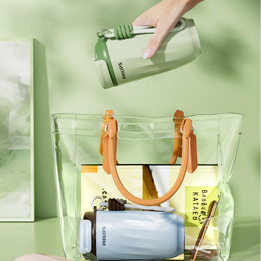 飞利浦PHILIPS咖啡杯保温杯不锈钢316l内胆直饮保冷保热420ML便携高颜值带提手学生AWP2558 商品图6