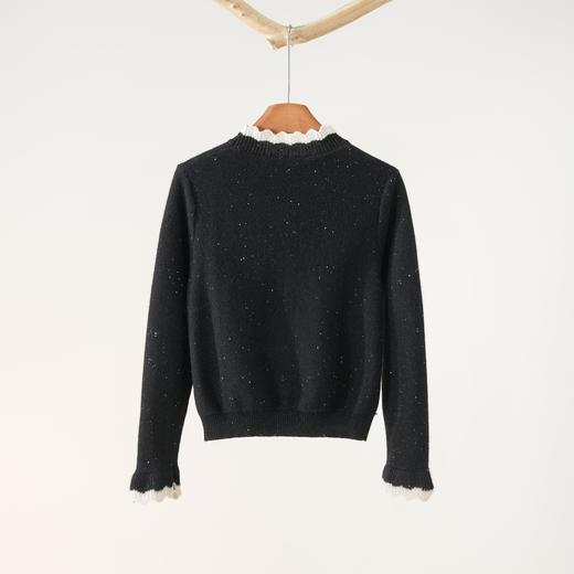 西子/【星坠】100美利奴羊毛亮片纱手钩假两件针织衫/MSYF0434 商品图2