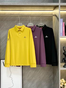 点此购买 比音勒芬秋冬季男士时尚休闲弹力加绒保暖翻领POLO衫 ss 338075