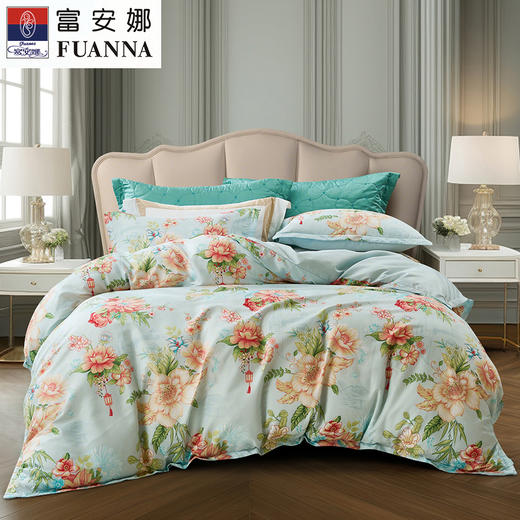 富安娜（FUANNA）磨毛四件套- 湖畔微风 203*229cm 商品图0