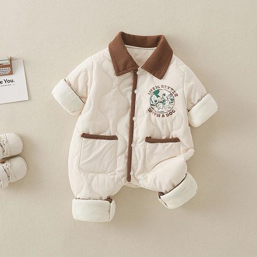 婴儿秋冬连体衣加厚保暖棉衣连体服宝宝衣服外出服夹棉爬爬服棉服 商品图1