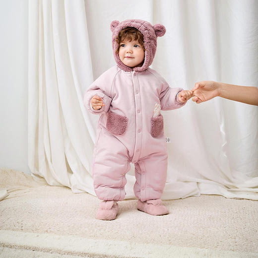 迷你巴拉巴拉婴儿衣服男女宝宝夹棉连帽连体衣外出保暖爬服秋冬款 商品图2