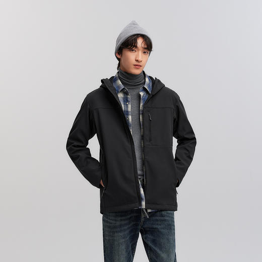 森马夹克男春季防护连帽软壳衣内里复合绒外套单叠皆可穿舒适户外 商品图2