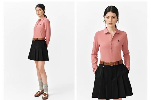 点此购买 比音勒芬秋冬季女士加绒五粒扣高尔夫Polo衫 ss 338078 商品图9