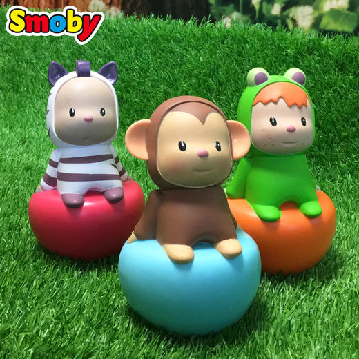 法国smoby不倒翁 猴子青蛙斑马响铃清脆发声婴幼儿童宝宝安抚玩具 商品图1