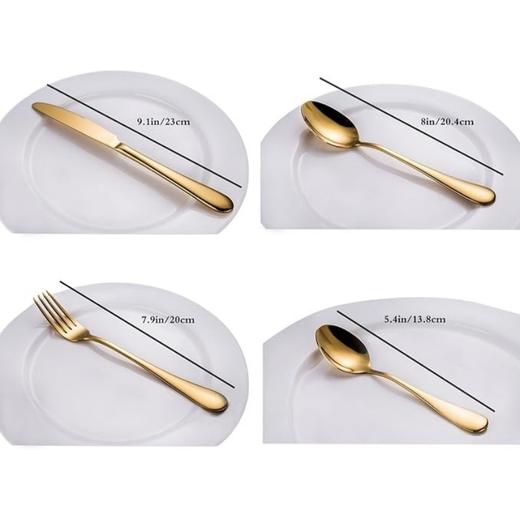 欧洲 高品质 24件装不锈钢餐具 金色礼盒套装 含餐刀/分叉/餐勺/茶匙 可供6人使用 商品图2