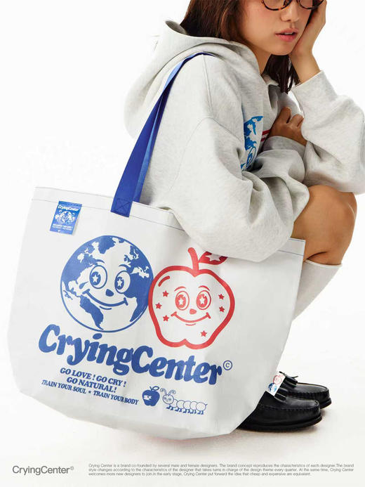 CryingCenter 地球派对单肩手提大容量购物袋环保编织袋 哭喊中心 商品图1