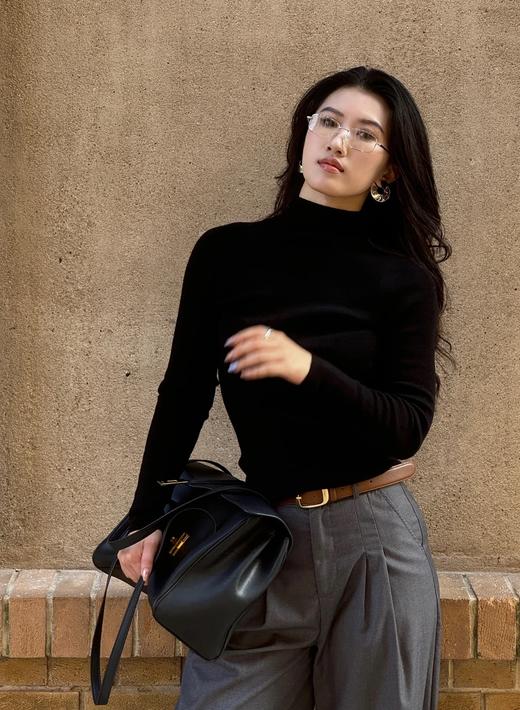 万能自带气场半高领超细羊毛打底衫 商品图1