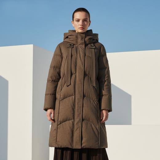 Famecoco范可儿宽松百搭防风长款连帽羽绒服高充绒量FAD8AH111 商品图1