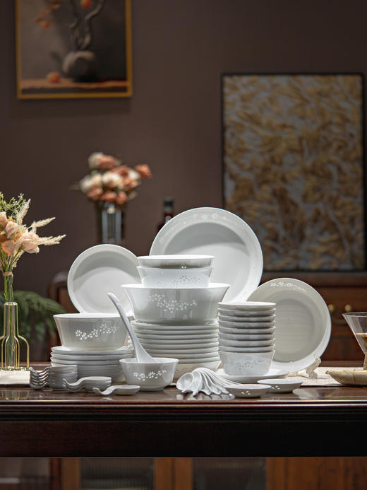 富玉 | 景德镇玲珑瓷餐具套装家用中国风新中式玉兰花餐具 商品图0