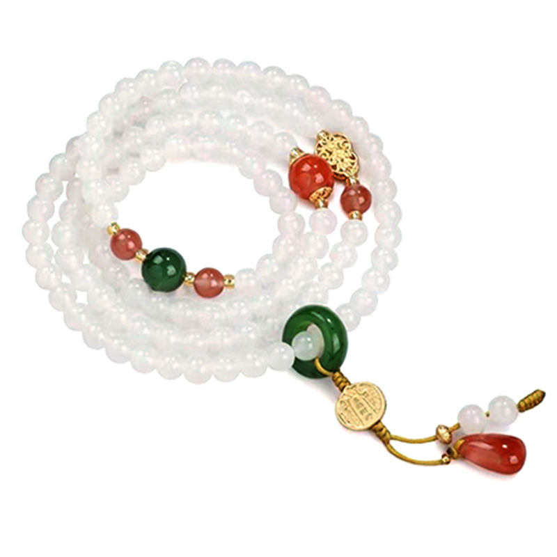 天然和田玉晴水108颗白玉手串莹润冰清气质百搭