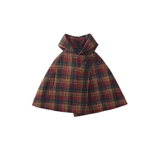 【法式英伦风❗️斗篷外套】女童夹棉加厚连帽呢大衣 2025冬季新款儿童韩版格子斗篷外套 商品图4