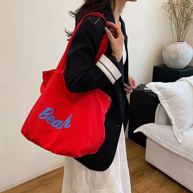 【新款字母帆布包】韩版外出通勤简约托特包 高颜值大容量单肩手提包 