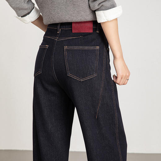 「高货rg」全新升级【铂金会员220/天猫289/差价69】(24126)洛诗琳自发热保暖牛仔裤2025冬季新款加绒阔腿直筒裤女 商品图3