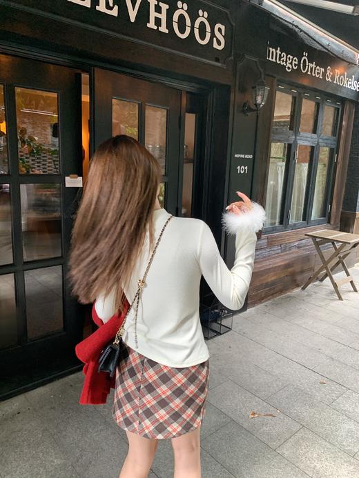 <曾小咸推荐>现货秒杀 ！微信超特价！韩系拼接毛毛袖打底衫 日常129.99 立减60 秒杀69.99！！深浅咖格半裙  秒杀59.99！！！ 商品图7