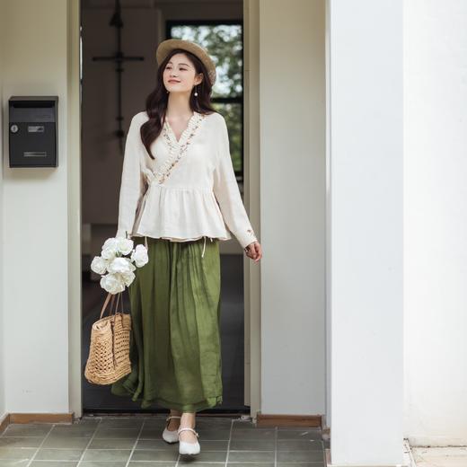 【林栖设计小店】手工钉珠|混纱麻绣花外套中式荷叶边2026早春新款上衣女1961030 商品图1