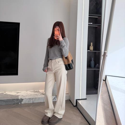 匹马棉科技发热直筒水洗牛仔裤 2927 东洋纺绸丽腈纶+莱卡纤维 骨感挺括，不易变形不易鼓包；内里细腻抓绒处理，亲肤柔软；高腰直筒裤型 商品图1