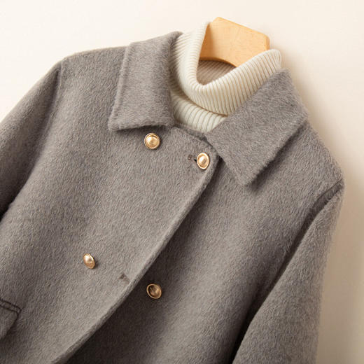 「自」全新升级【铂金会员413/天猫559/差价146】(20214)洛诗琳小香风翻领双面羊毛外套2025秋冬小个子羊毛呢短外套 商品图2