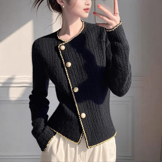 【气质针织开衫】韩版圆领简约开衫 毛衣外套 女2025秋冬装新款 气质减龄女士上衣 商品图2