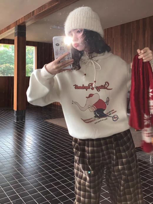 浮生八记/25D244/25D264/“勇敢小象滑雪记”加绒真皮抽绳连帽卫衣内搭T恤 商品图2