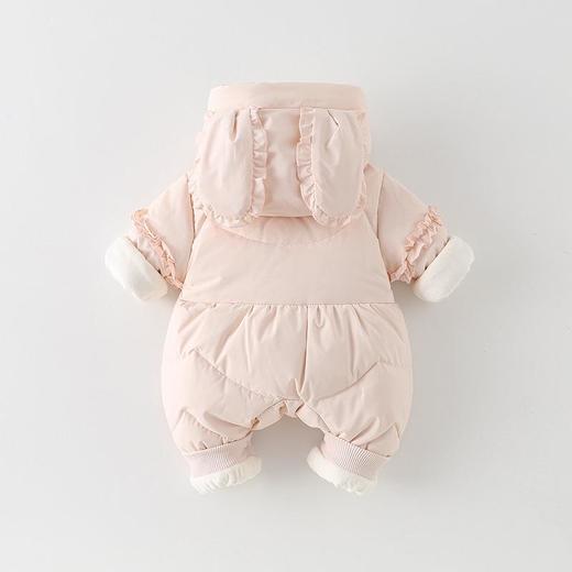 婴儿连体羽绒服白鸭绒2025新生儿连体衣女宝宝加厚保暖粉色爬服 商品图3