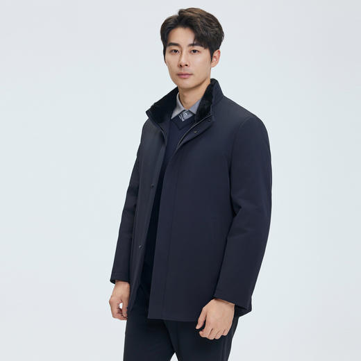 【门店同款】圣得西2025年冬季男士水貂毛领兔毛内胆通勤易搭尼克服
 商品图1