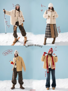 浮生八记/25D261/两面穿北欧皮毛一体羊羔毛牛角扣短外套