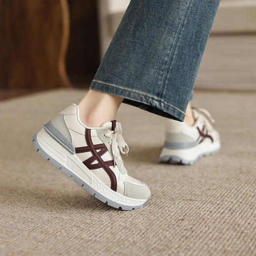 阿么手工女鞋厚底阿甘鞋小个子内增高轻便软底透气休闲运动鞋4CM 商品图1