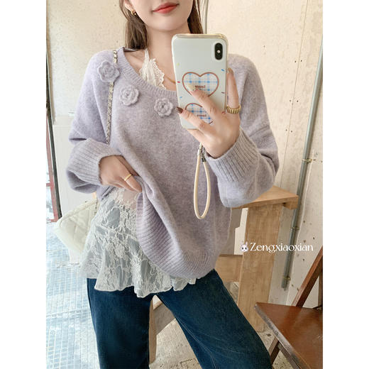 <曾小咸推荐>现货秒杀 ！微信超特价！花朵针织衫（含背心） 日常229.99 立减90 秒杀139.99！！ 商品图2