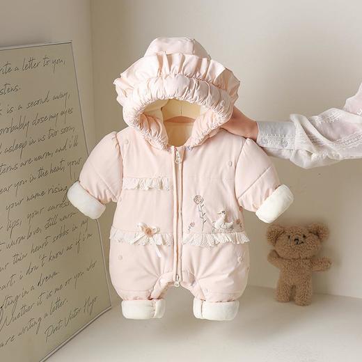 2025秋冬新款婴儿加绒加厚连体衣可爱女宝宝冬季保暖外出服爬服 商品图1