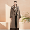 Famecoco范可儿牛角扣连帽宽松长款羊毛大衣双面尼外套FAD8AQ107 商品缩略图1