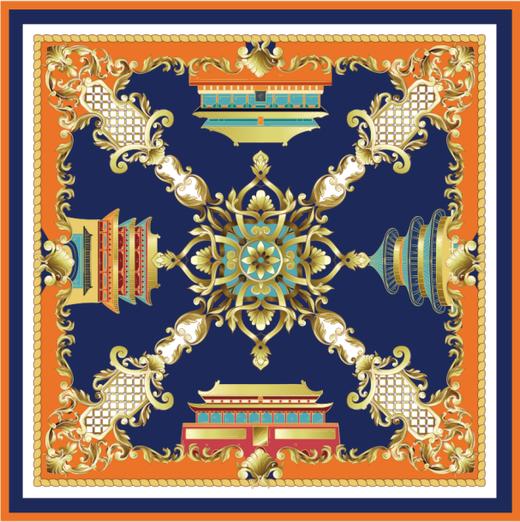 丝绸方巾-金绮寰轴·巴洛克叙 商品图1