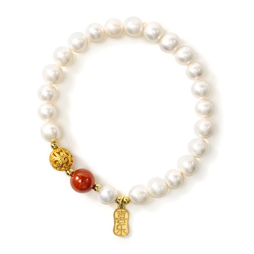 天然淡水珍珠南红手串平安喜乐经典款 商品图0