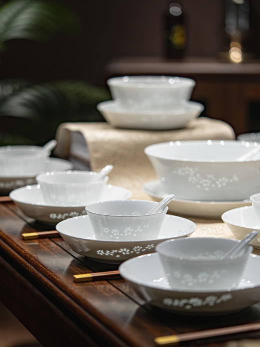 富玉 | 景德镇玲珑瓷餐具套装家用中国风新中式玉兰花餐具 商品图1