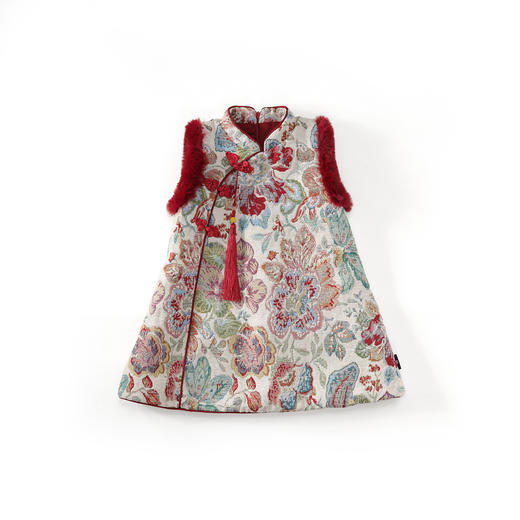 【马年❗️新中式旗袍】宝宝红色拜年服 2025冬季新款儿童冬款夹棉保暖刺绣旗袍裙 儿童古装新中式唐装 商品图4