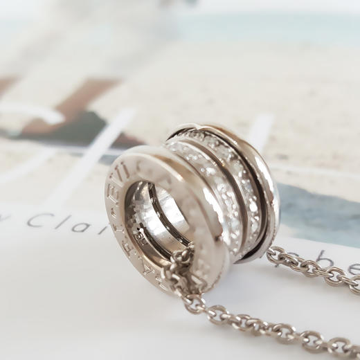 【95新】BVLGARI宝格丽B.ZERO1系列35281618K白金镶钻弹簧项链链长约45cm中性款 151225JJ04 商品图4