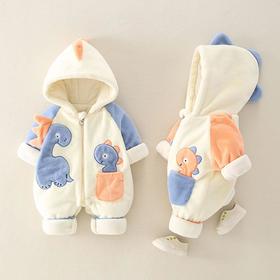 2025秋冬新款婴儿爬服加绒加厚保暖连体衣男女宝宝外出服棉衣衣服