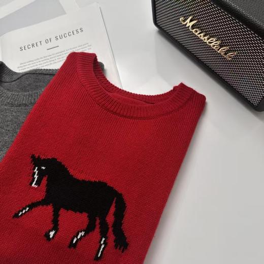 【Spring Wave 复古圆领羊毛刺绣红毛衣】马年限定 ，新年红毛衣，32支进口纱线，30%羊毛混合成份 商品图4