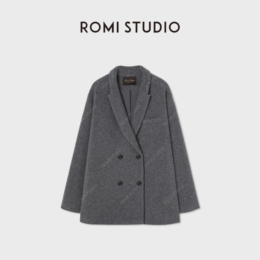 ROMI STUDIO“都市格雷”超细绵羊毛混纺双排扣大衣外套RW24WWH0689 商品图1