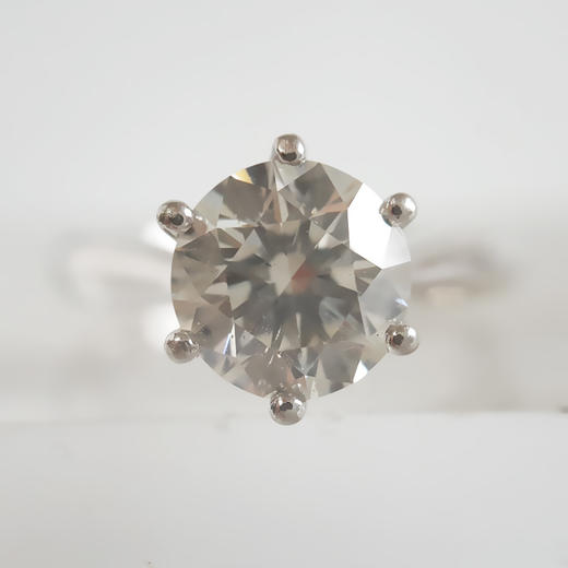 【天然正品】PT950铂金经典简约六爪款2.01克拉钻石戒指13号（皆取最大值） 141225JJ07 商品图2