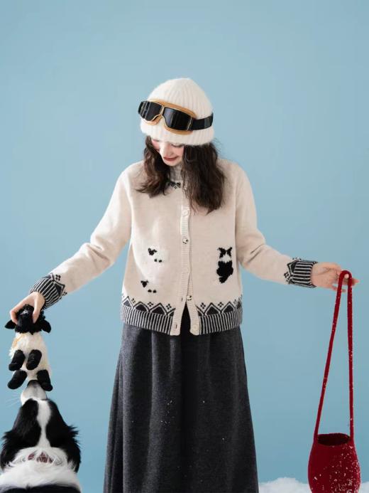 浮生八记/25D210/美丽奴羊毛复古边牧小羊手工毛衣外套 商品图0