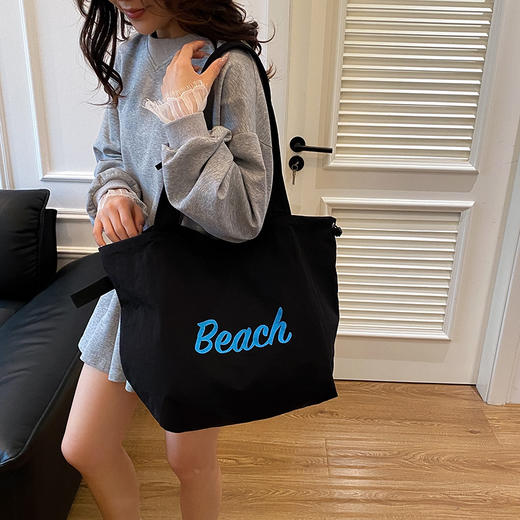 【新款字母帆布包】韩版外出通勤简约托特包 高颜值大容量单肩手提包  商品图3