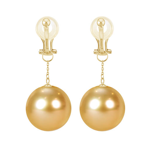 【挚友限定】(耳线款)18K金可换珠耳夹 浓金极光南洋金珠 商品图4