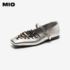 MIO米奥玛丽珍鞋2026春季新款方头粗跟复古串珠系带一字带女单鞋M261440728 商品缩略图0
